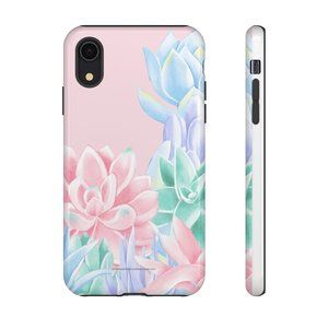 Pink Wild Succulents- Phone Tough Cases-iPhone Glossy or Matte